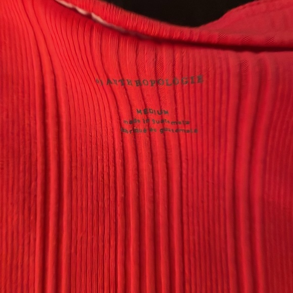 ANTHROPOLOGIE red mika ribbed basic crop button-up tee women’s medium - Picture 4 of 7
